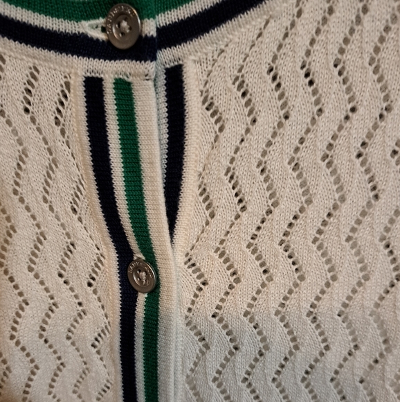 Lands End Pointelle White Cardigan - Picture 7 of 9